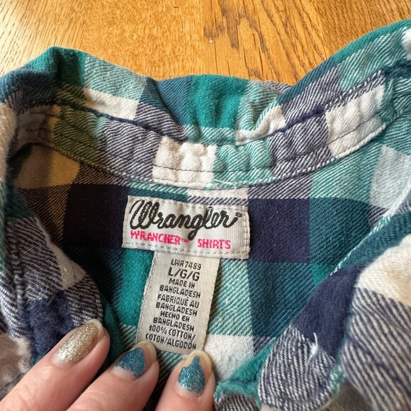 Wrangler Wrancher Shirts Plaid Button Up Top Size Large - Picture 2 of 6